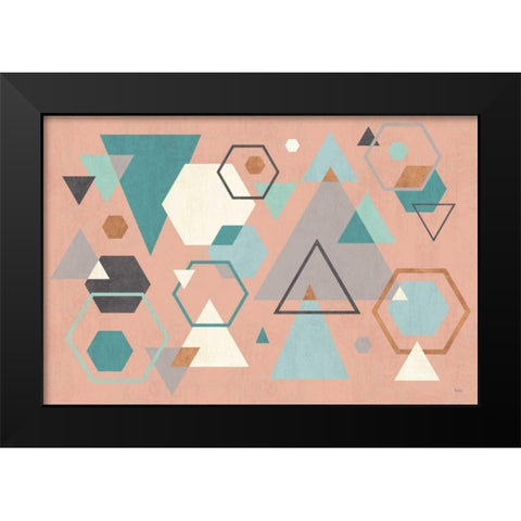Abstract Geo I Pink Black Modern Wood Framed Art Print by Charron, Veronique