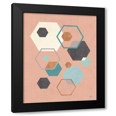 Abstract Geo III Pink Black Modern Wood Framed Art Print with Double Matting by Charron, Veronique