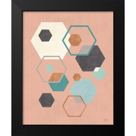 Abstract Geo III Pink Black Modern Wood Framed Art Print by Charron, Veronique