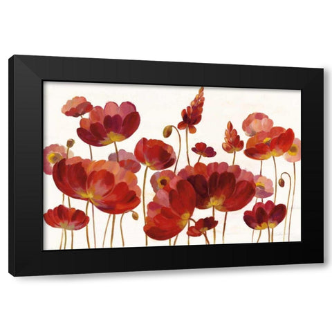 Red Flowers on White Crop Black Modern Wood Framed Art Print by Vassileva, Silvia