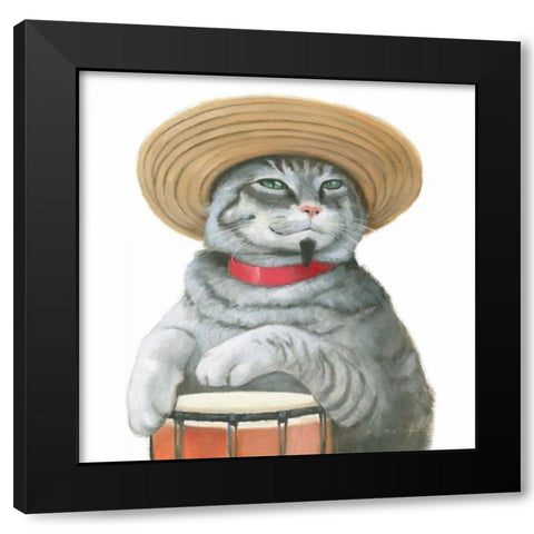 Cattitude II Black Modern Wood Framed Art Print with Double Matting by Sullivan, Myles