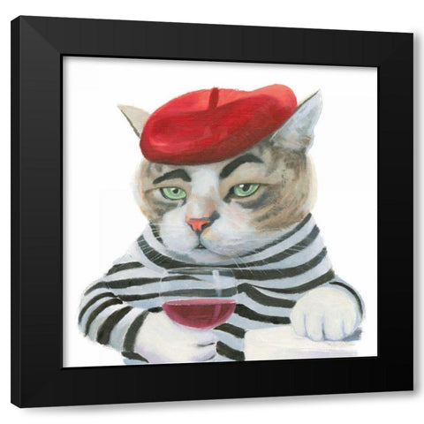 Cattitude III Black Modern Wood Framed Art Print with Double Matting by Sullivan, Myles