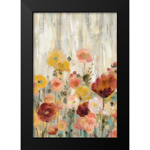 Sprinkled Flowers II Spice Black Modern Wood Framed Art Print by Vassileva, Silvia