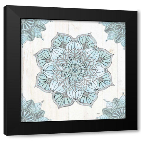 Mandala Morning V Blue and Gray Black Modern Wood Framed Art Print by Tavoletti, Anne