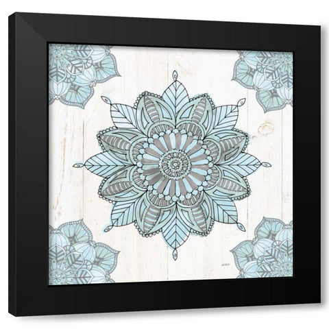Mandala Morning VI Blue and Gray Black Modern Wood Framed Art Print with Double Matting by Tavoletti, Anne