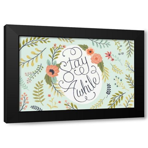 Retro Garden I Mint Black Modern Wood Framed Art Print with Double Matting by Penner, Janelle