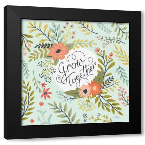 Retro Garden V Mint Black Modern Wood Framed Art Print with Double Matting by Penner, Janelle