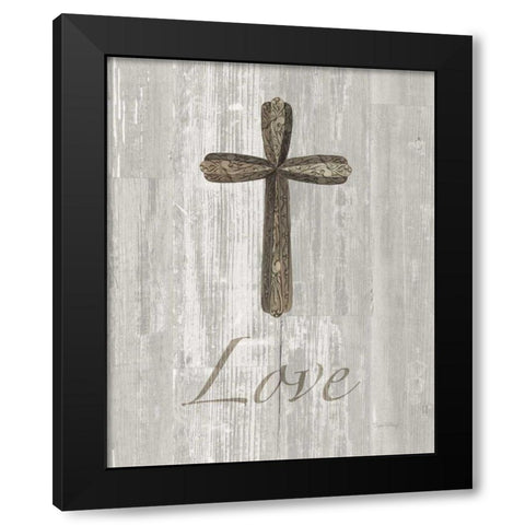 Words for Worship Love on Wood Black Modern Wood Framed Art Print by DeNeige, Elyse
