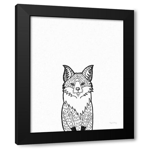 Forest Friends I Black and White Fox Black Modern Wood Framed Art Print with Double Matting by DeNeige, Elyse