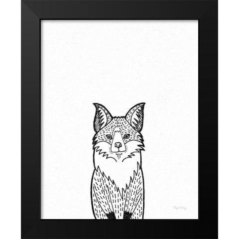 Forest Friends I Black and White Fox Black Modern Wood Framed Art Print by DeNeige, Elyse