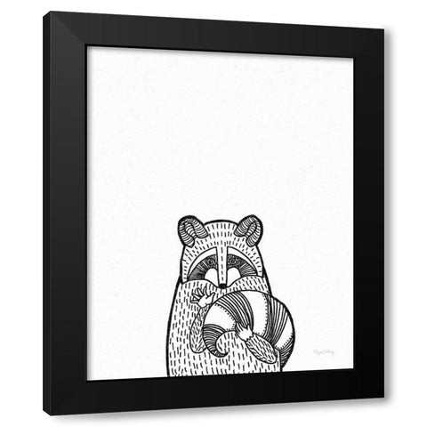 Forest Friends II Black and White Raccoon Black Modern Wood Framed Art Print with Double Matting by DeNeige, Elyse