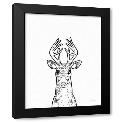 Forest Friends III Black and White Deer Black Modern Wood Framed Art Print with Double Matting by DeNeige, Elyse