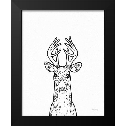 Forest Friends III Black and White Deer Black Modern Wood Framed Art Print by DeNeige, Elyse