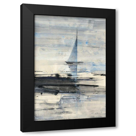 Sailing Black Modern Wood Framed Art Print with Double Matting by Hristova, Albena