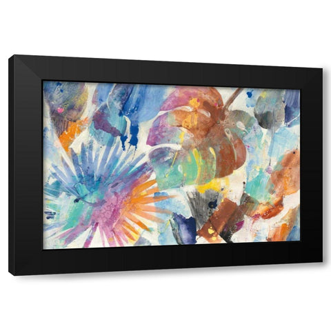 Palm Abstract Black Modern Wood Framed Art Print with Double Matting by Hristova, Albena