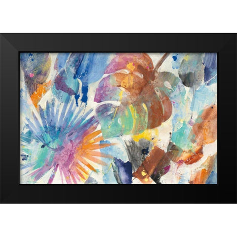 Palm Abstract Black Modern Wood Framed Art Print by Hristova, Albena