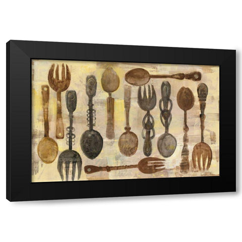 Spoons and Forks Black Modern Wood Framed Art Print with Double Matting by Hristova, Albena