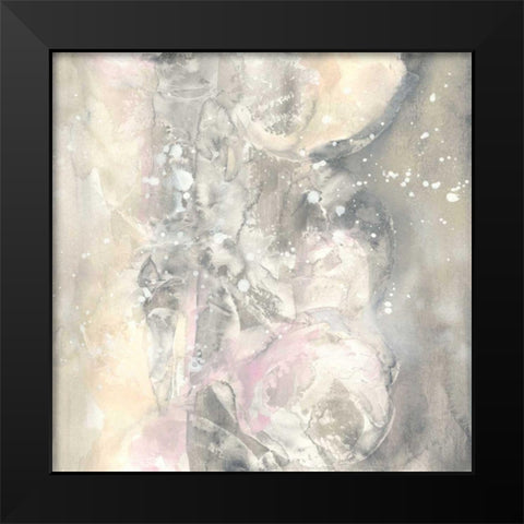 Blushing Snowflakes I Black Modern Wood Framed Art Print by Paschke, Chris