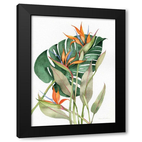 Botanical Birds of Paradise Black Modern Wood Framed Art Print with Double Matting by McKenna, Kathleen Parr
