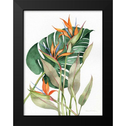 Botanical Birds of Paradise Black Modern Wood Framed Art Print by McKenna, Kathleen Parr