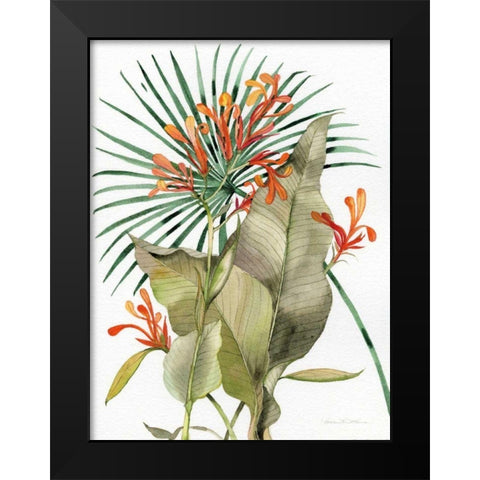 Botanical Flame Lilies Black Modern Wood Framed Art Print by McKenna, Kathleen Parr
