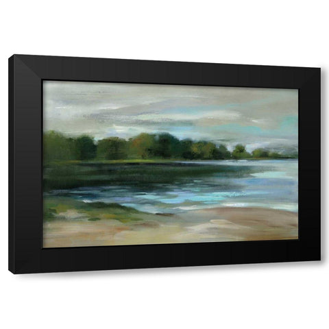 Lake Afternoon Stillness Black Modern Wood Framed Art Print by Vassileva, Silvia