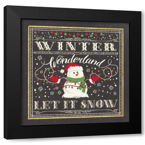 Winter Wonderland III-Let It Snow Black Modern Wood Framed Art Print with Double Matting by Penner, Janelle