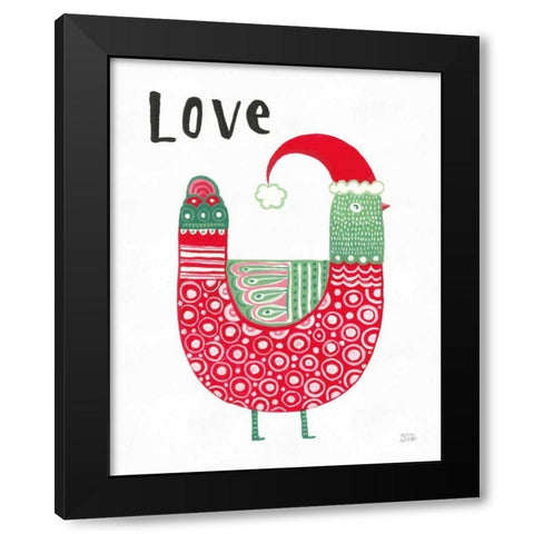 Christmas Tweets I Black Modern Wood Framed Art Print with Double Matting by Averinos, Melissa