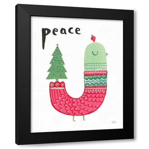 Christmas Tweets III Black Modern Wood Framed Art Print with Double Matting by Averinos, Melissa