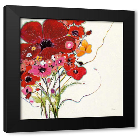 Crazy Daisy Black Modern Wood Framed Art Print by Griggs, Jan