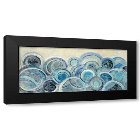Variation Blue Black Modern Wood Framed Art Print by Vassileva, Silvia