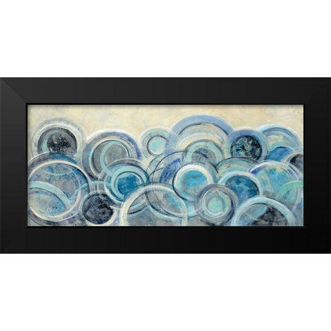 Variation Blue Black Modern Wood Framed Art Print by Vassileva, Silvia