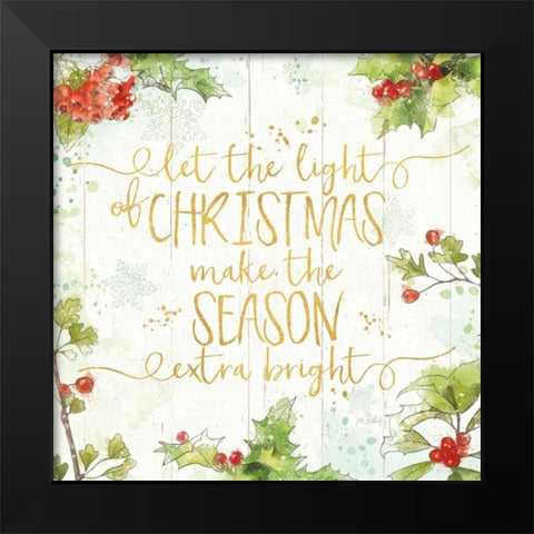Christmas Sentiments II Gold on Wood Black Modern Wood Framed Art Print by Pertiet, Katie