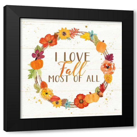 Harvest Wishes I on Wood Black Modern Wood Framed Art Print with Double Matting by Aiken, Jess