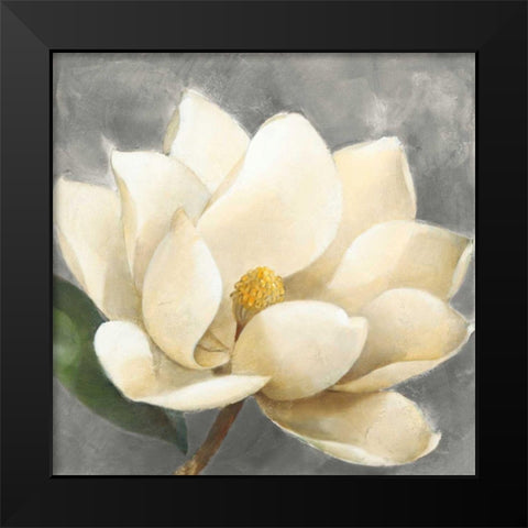 Magnolia Blossom on Gray Black Modern Wood Framed Art Print by Hristova, Albena