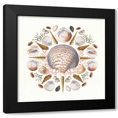 Ocean Mandala I Black Modern Wood Framed Art Print by Wild Apple Portfolio