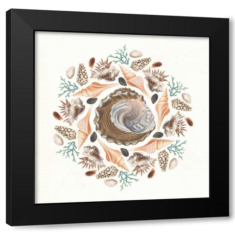 Ocean Mandala IV Black Modern Wood Framed Art Print with Double Matting by Wild Apple Portfolio