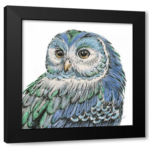 Beautiful Owls I Peacock Crop Black Modern Wood Framed Art Print with Double Matting by Brissonnet, Daphne
