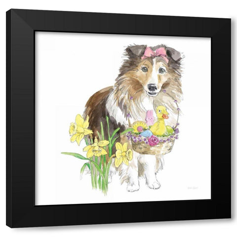 Easter Pups II Black Modern Wood Framed Art Print by Grove, Beth