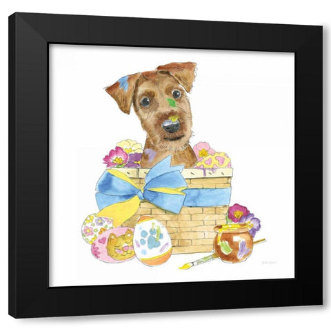 Easter Pups III Black Modern Wood Framed Art Print with Double Matting by Grove, Beth
