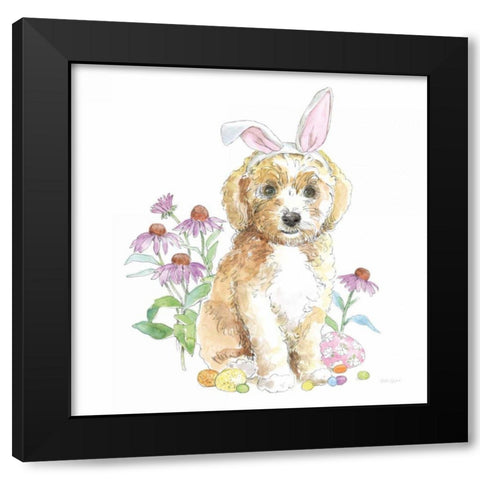 Easter Pups IV Black Modern Wood Framed Art Print with Double Matting by Grove, Beth