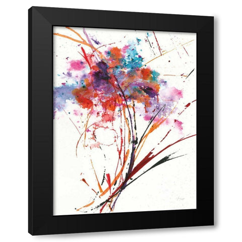 Floral Explosion I on White Black Modern Wood Framed Art Print by Griggs, Jan
