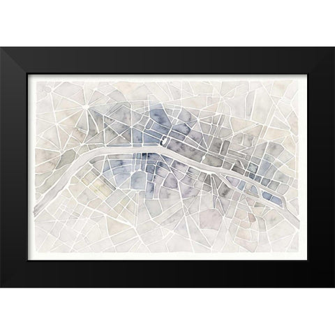 Watercolor Wanderlust Paris Black Modern Wood Framed Art Print by Marshall, Laura