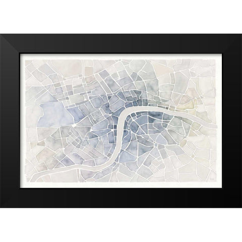 Watercolor Wanderlust London Black Modern Wood Framed Art Print by Marshall, Laura