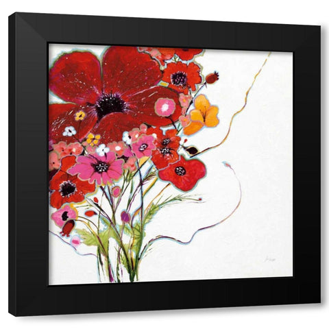 Crazy Daisy on White Black Modern Wood Framed Art Print by Griggs, Jan