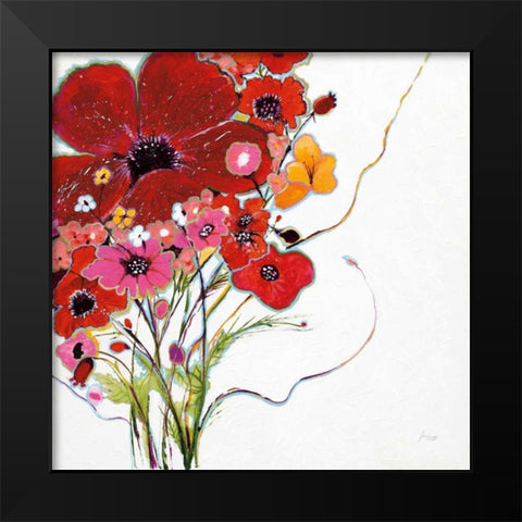Crazy Daisy on White Black Modern Wood Framed Art Print by Griggs, Jan