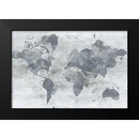 Golden World Gray Black Modern Wood Framed Art Print by Hristova, Albena