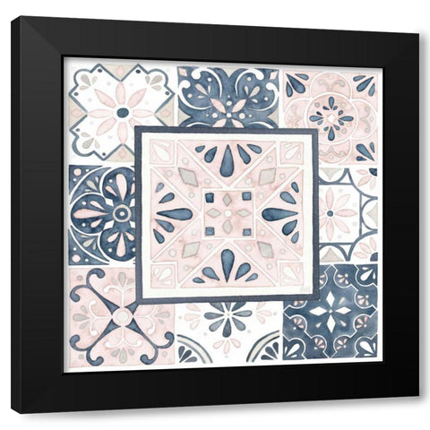Garden Getaway Patchwork V Blush Black Modern Wood Framed Art Print by Marshall, Laura