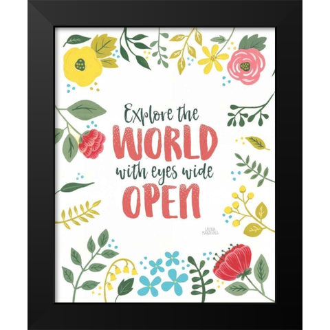 Wildflower Daydreams II v2 on White Black Modern Wood Framed Art Print by Marshall, Laura