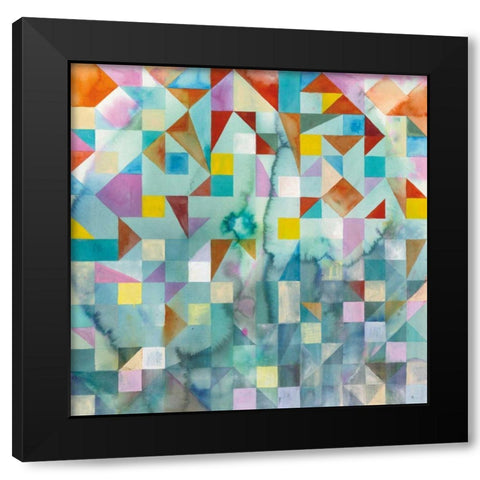 Modern Patchwork Black Modern Wood Framed Art Print with Double Matting by Nai, Danhui